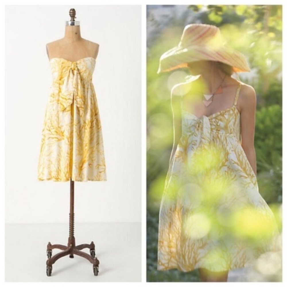 HD in Paris Yellow Coral Print Dress